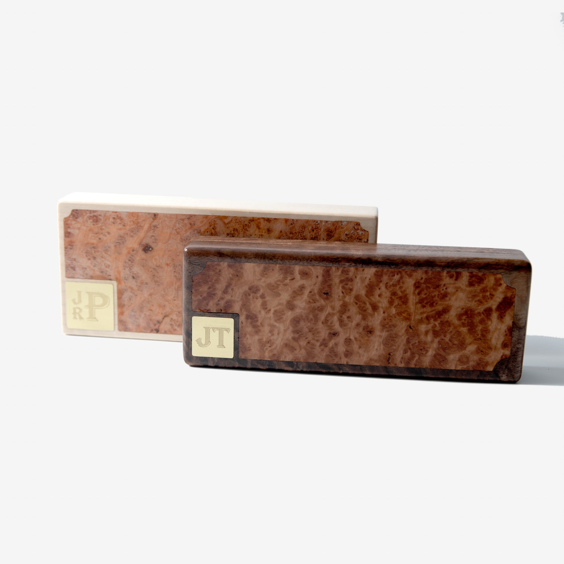 Cigar Travel Case - Redwood Burl Inlay - Personalized Brass Engraving - Spanish Cedar Lining - Hooyah Woodworks LLC