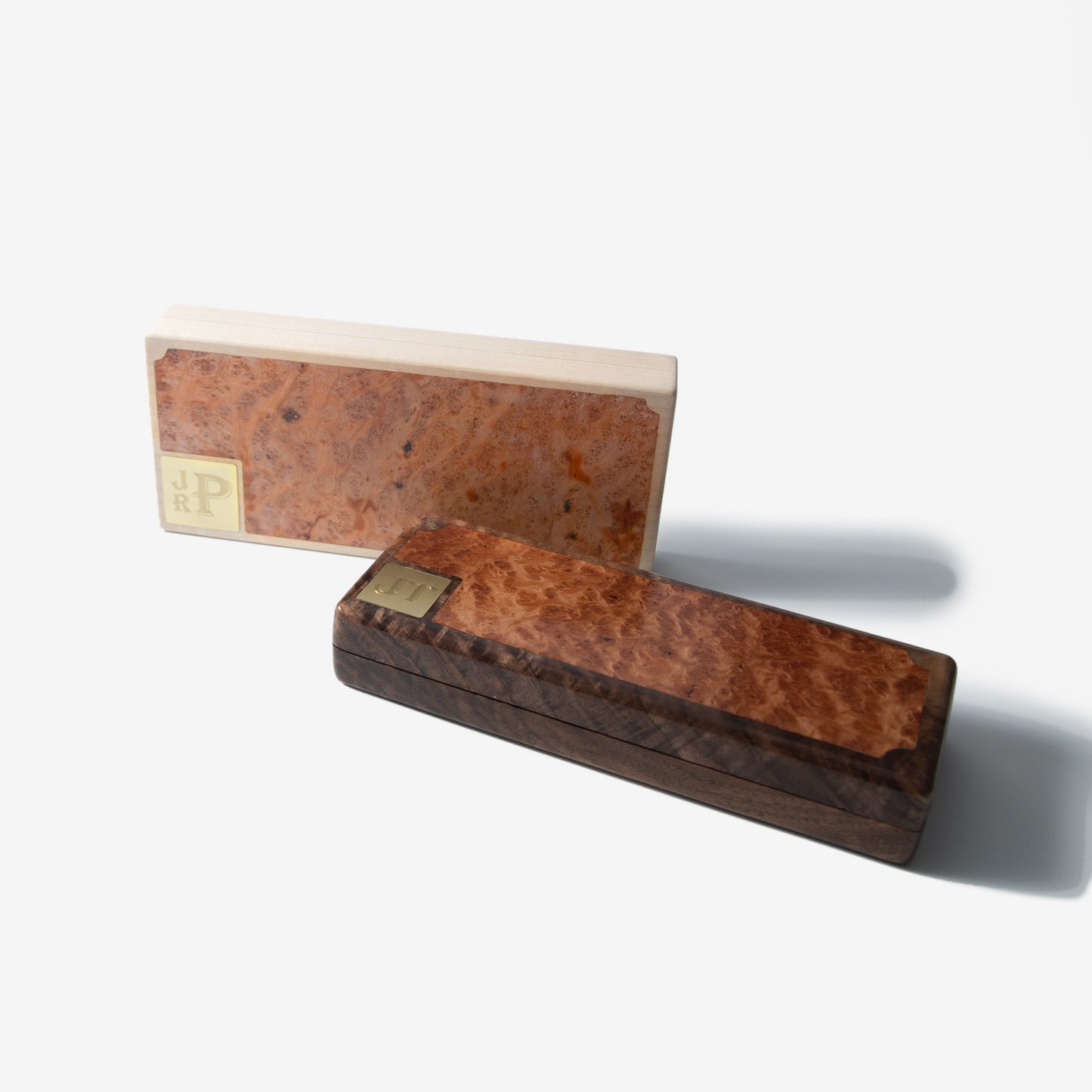 Cigar Travel Case - Redwood Burl Inlay - Personalized Brass Engraving - Spanish Cedar Lining - Hooyah Woodworks LLC