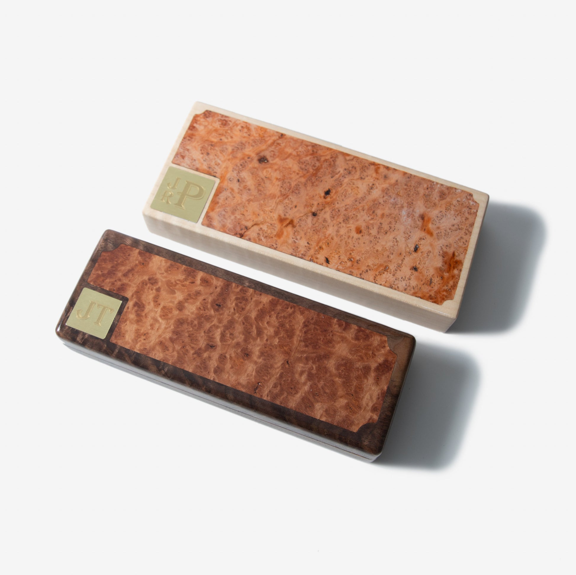 Cigar Travel Case - Redwood Burl Inlay - Personalized Brass Engraving - Spanish Cedar Lining - Hooyah Woodworks LLC