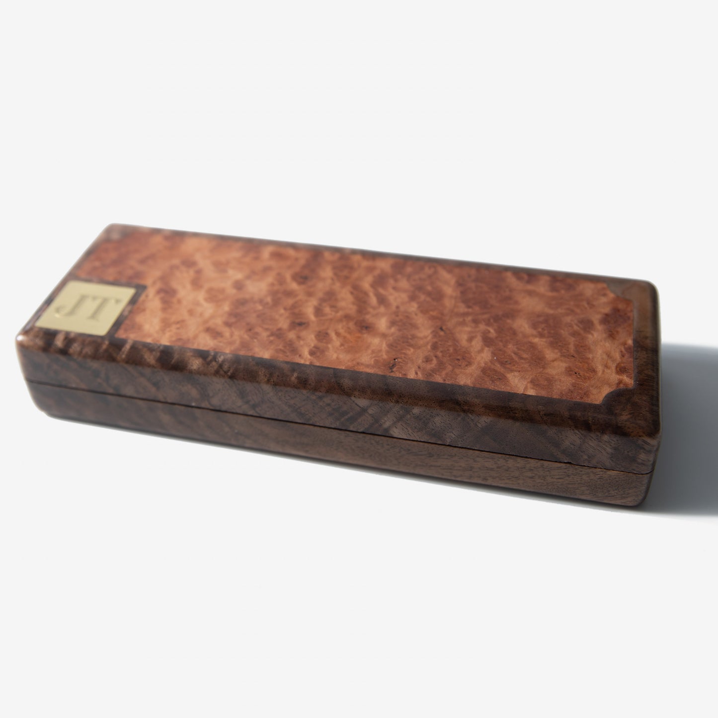 Cigar Travel Case - Redwood Burl Inlay - Personalized Brass Engraving - Spanish Cedar Lining - Hooyah Woodworks LLC