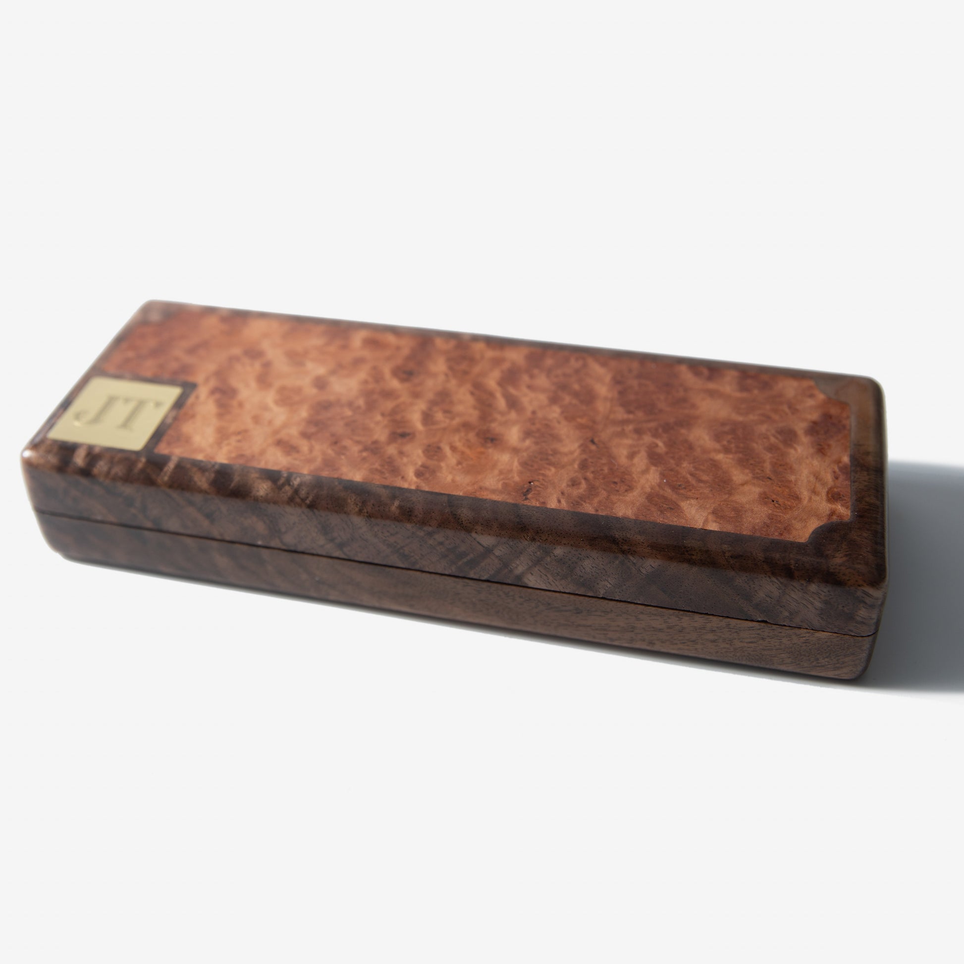 Cigar Travel Case - Redwood Burl Inlay - Personalized Brass Engraving - Spanish Cedar Lining - Hooyah Woodworks LLC