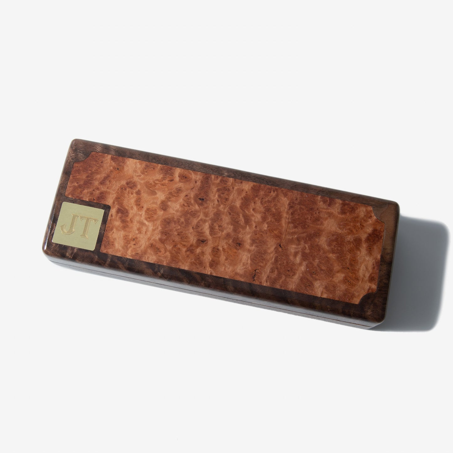 Cigar Travel Case - Redwood Burl Inlay - Personalized Brass Engraving - Spanish Cedar Lining - Hooyah Woodworks LLC