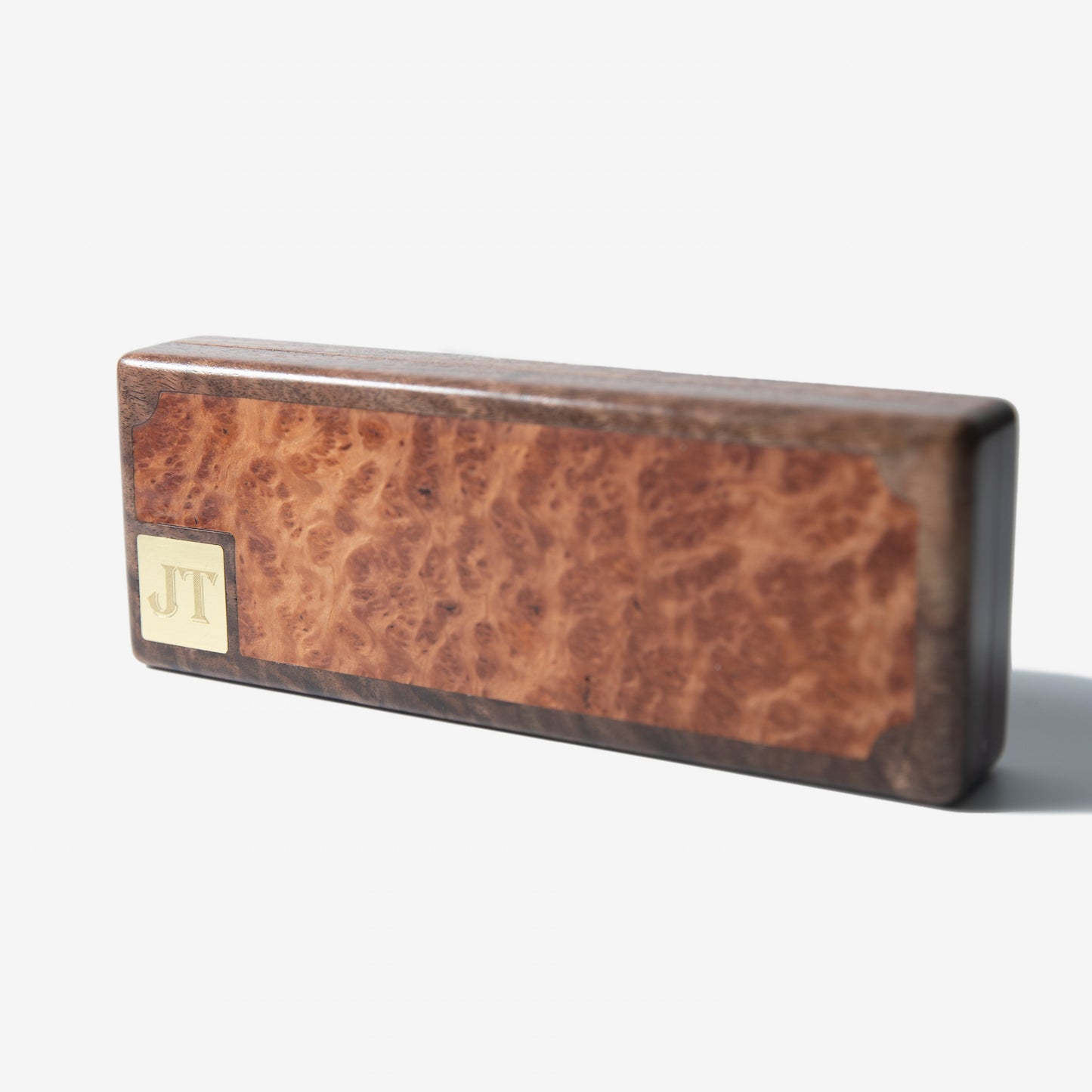 Cigar Travel Case - Redwood Burl Inlay - Personalized Brass Engraving - Spanish Cedar Lining - Hooyah Woodworks LLC