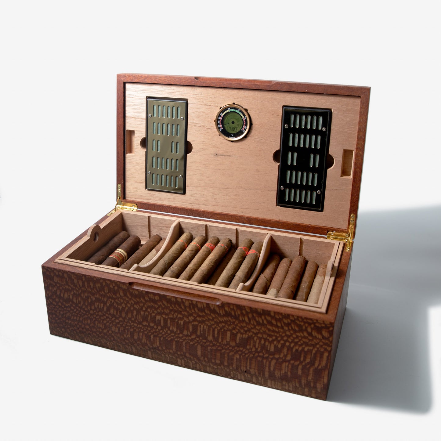 Cigar Humidor - Lacewood with Spanish Cedar Lining - 80 Capacity - Hooyah Woodworks LLC