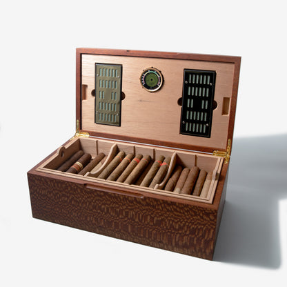 Cigar Humidor - Lacewood with Spanish Cedar Lining - 80 Capacity - Hooyah Woodworks LLC