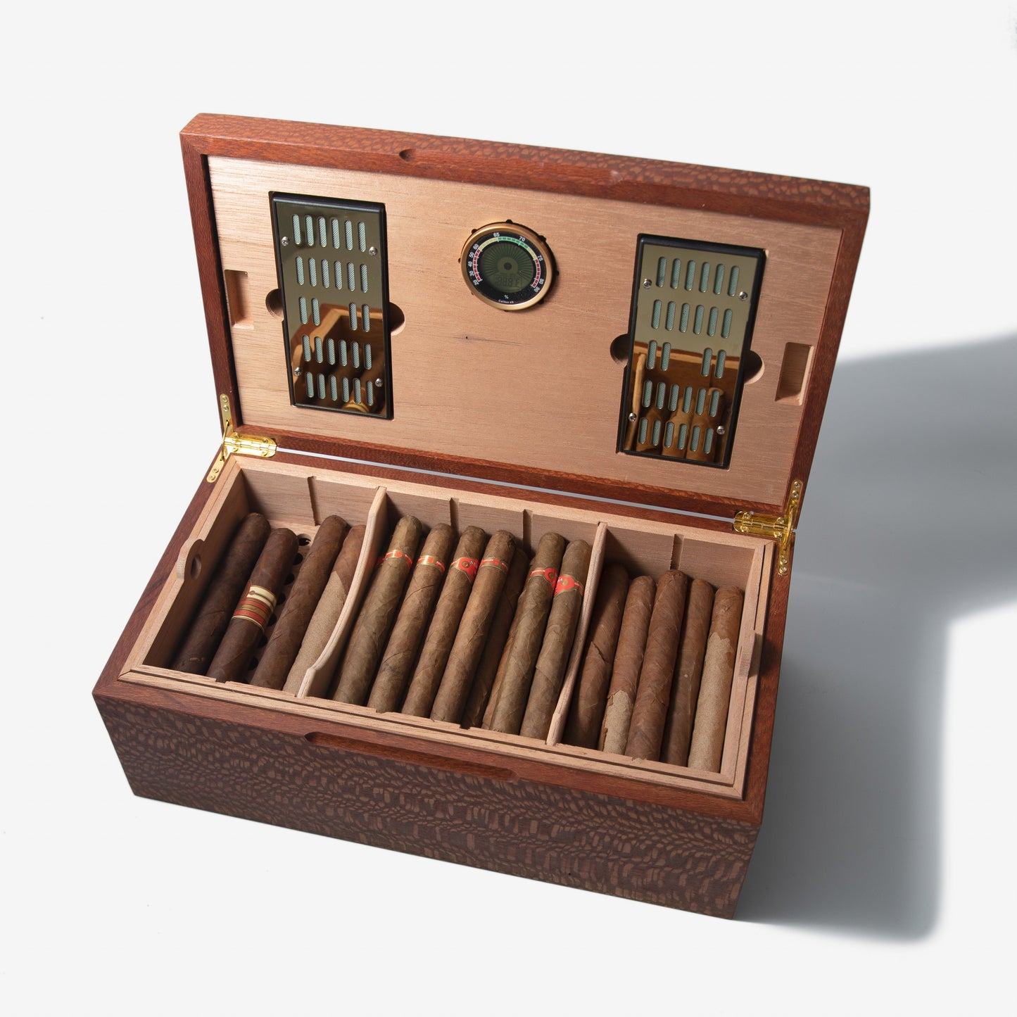 Cigar Humidor - Lacewood with Spanish Cedar Lining - 80 Capacity - Hooyah Woodworks LLC