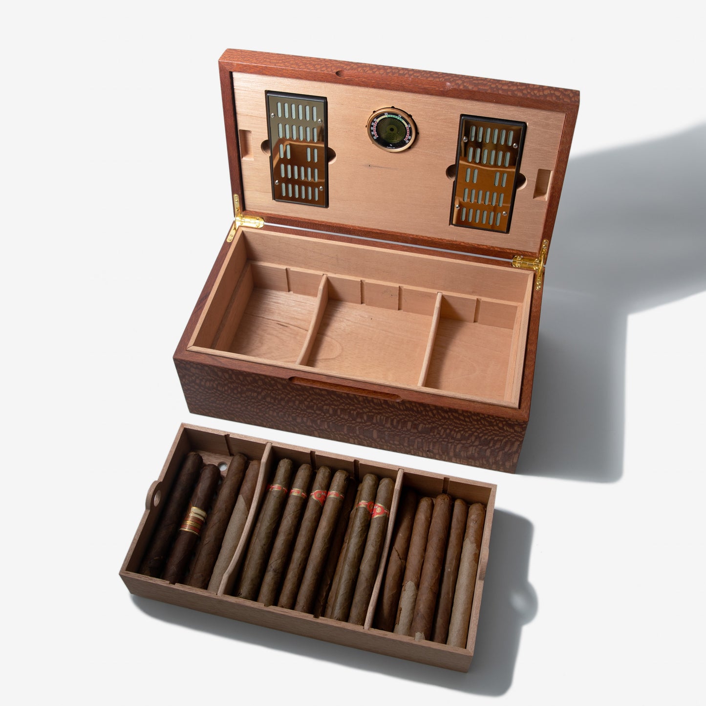 Cigar Humidor - Lacewood with Spanish Cedar Lining - 80 Capacity - Hooyah Woodworks LLC