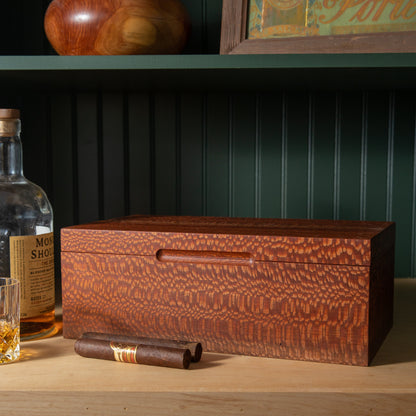 Cigar Humidor - Lacewood with Spanish Cedar Lining - 80 Capacity - Hooyah Woodworks LLC