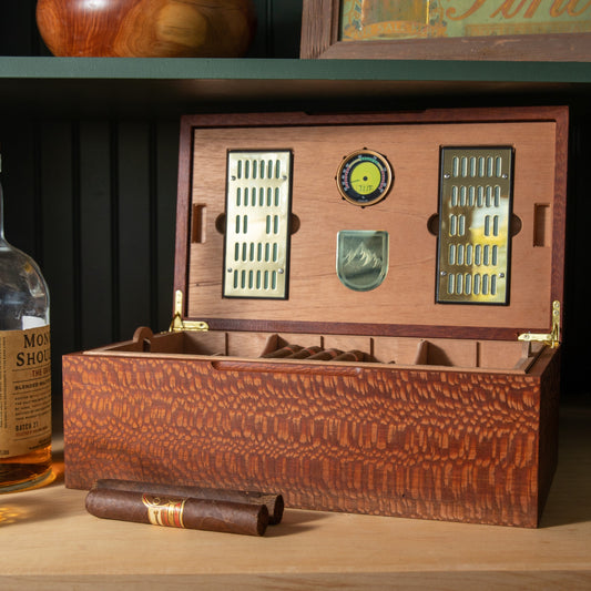 Cigar Humidor - Lacewood with Spanish Cedar Lining - 80 Capacity - Hooyah Woodworks LLC