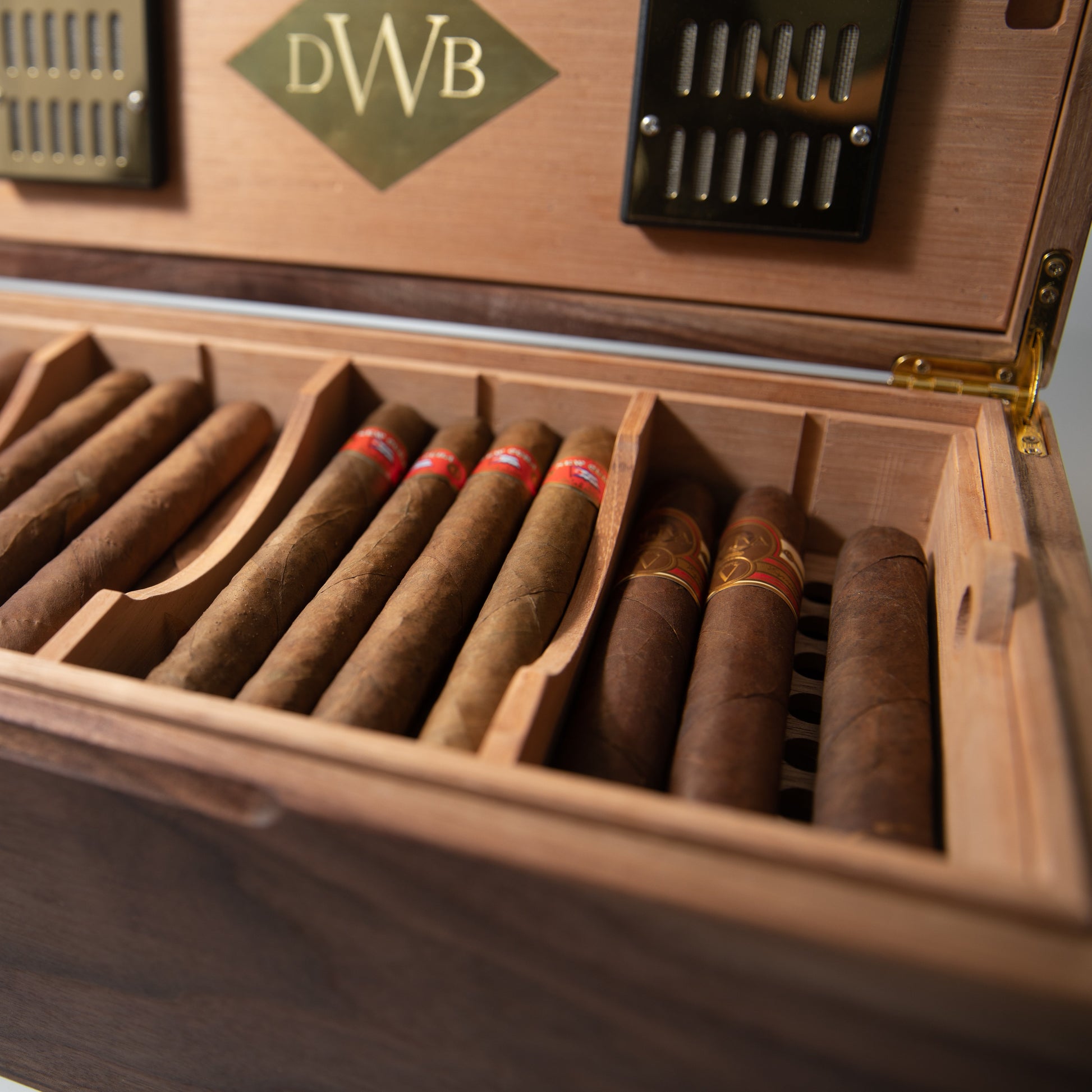 Cigar Humidor - Black Walnut with Spanish Cedar Lining - 80 Capacity - Hooyah Woodworks LLC