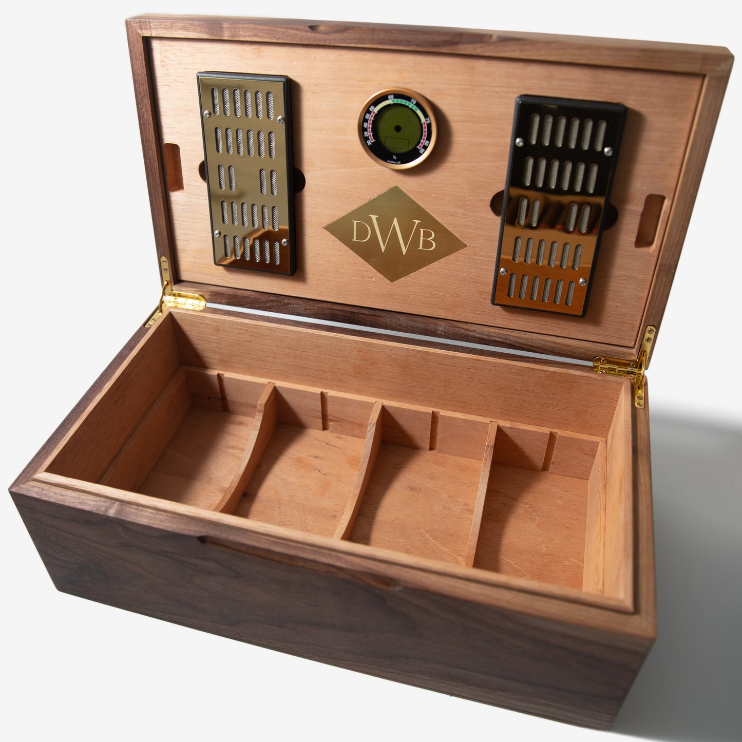 Cigar Humidor - Black Walnut with Spanish Cedar Lining - 80 Capacity - Hooyah Woodworks LLC