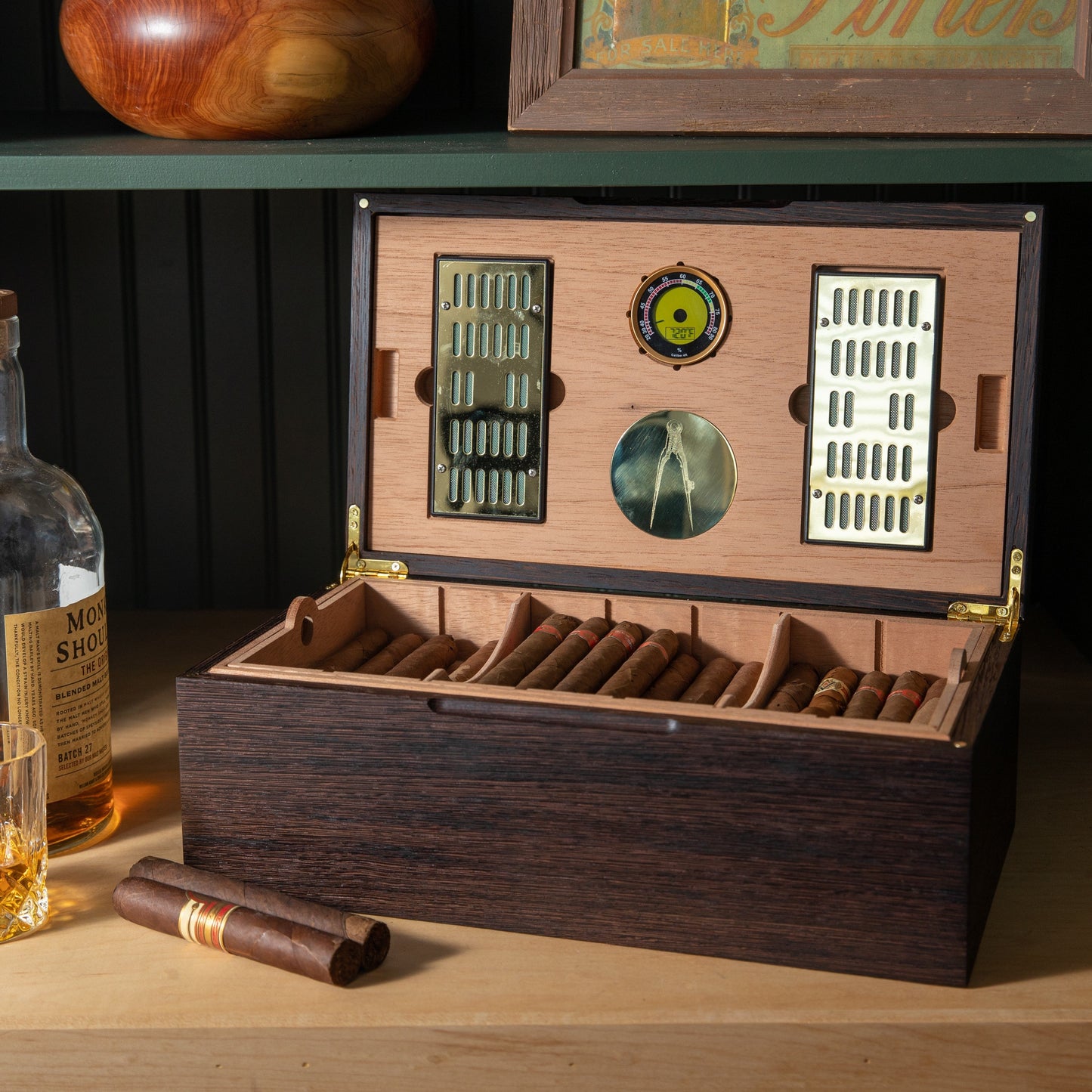 Cigar Humidor - Wenge with Spanish Cedar Lining - 80 Capacity - Hooyah Woodworks LLC