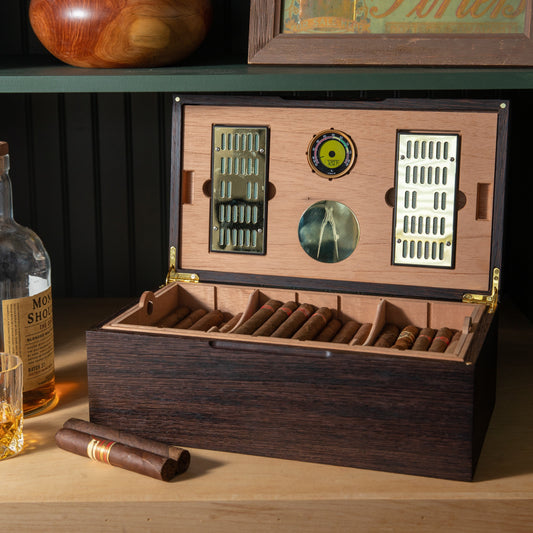 Cigar Humidor - Wenge with Spanish Cedar Lining - 80 Capacity - Hooyah Woodworks LLC