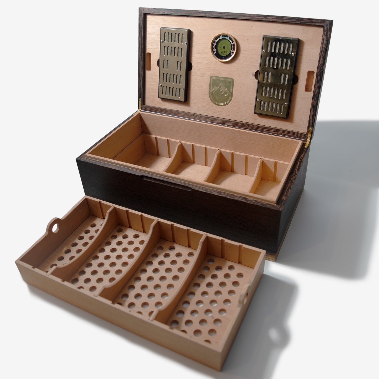 Cigar Humidor - Wenge with Spanish Cedar Lining - 80 Capacity - Hooyah Woodworks LLC