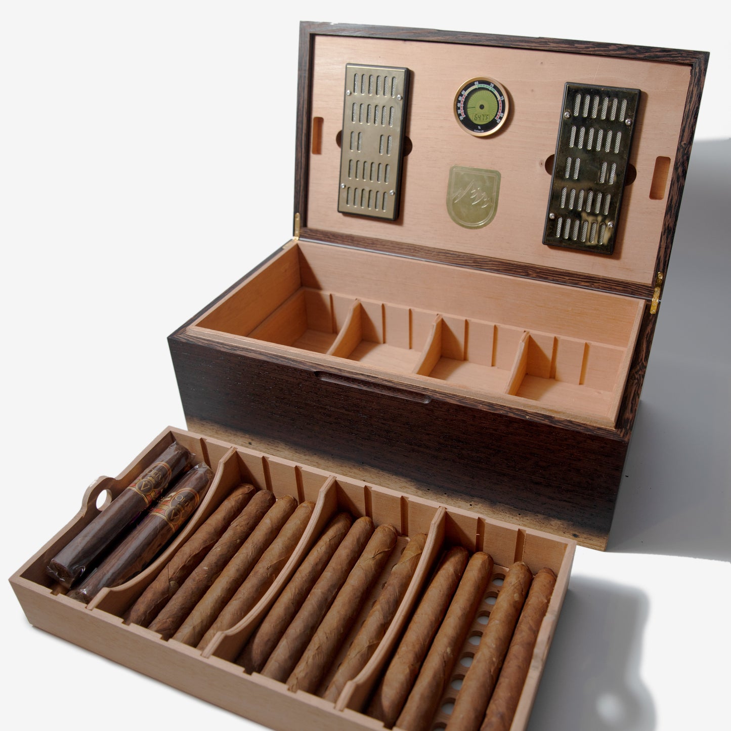 Cigar Humidor - Wenge with Spanish Cedar Lining - 80 Capacity - Hooyah Woodworks LLC