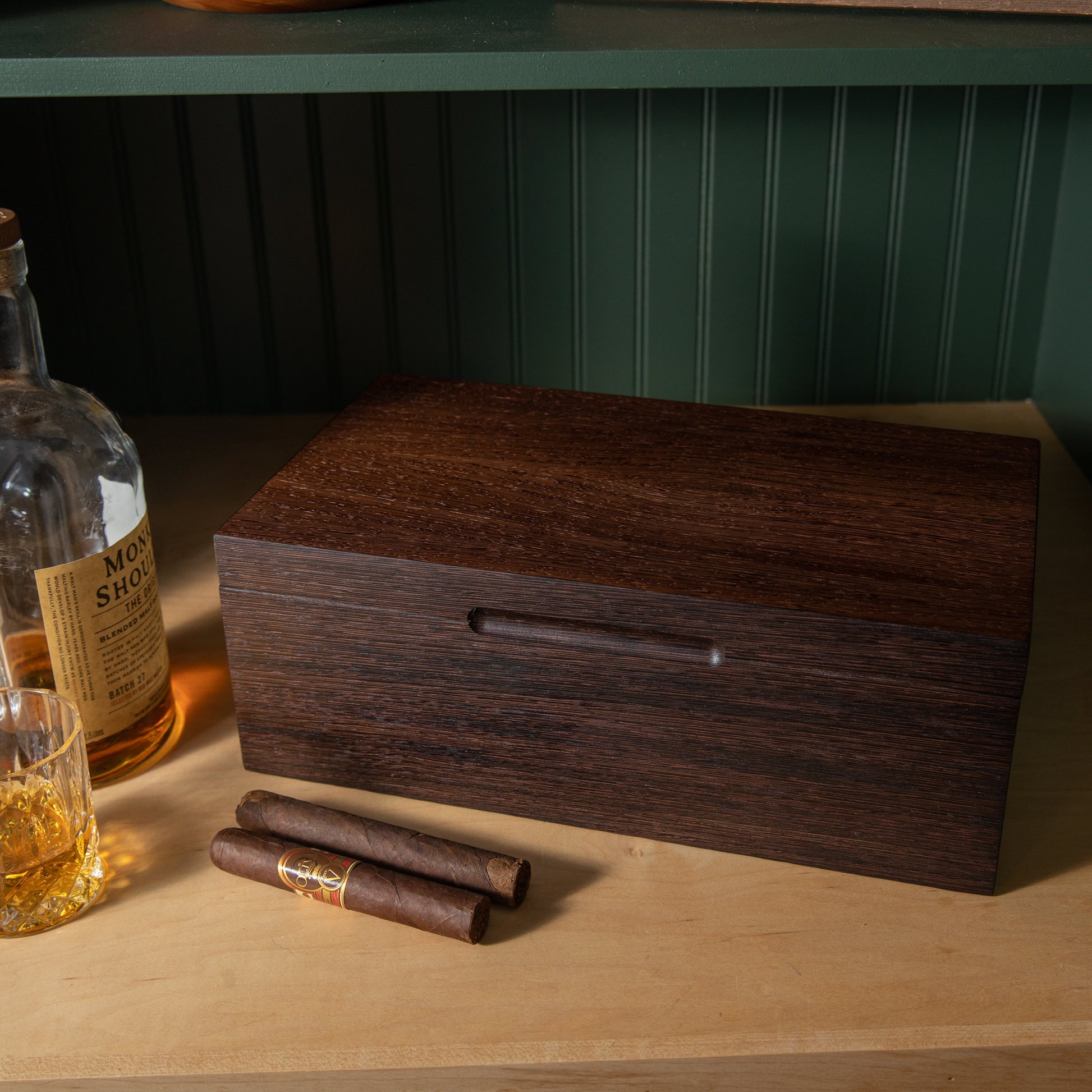 Cigar Humidor - Wenge with Spanish Cedar Lining - 80 Capacity - Hooyah Woodworks LLC