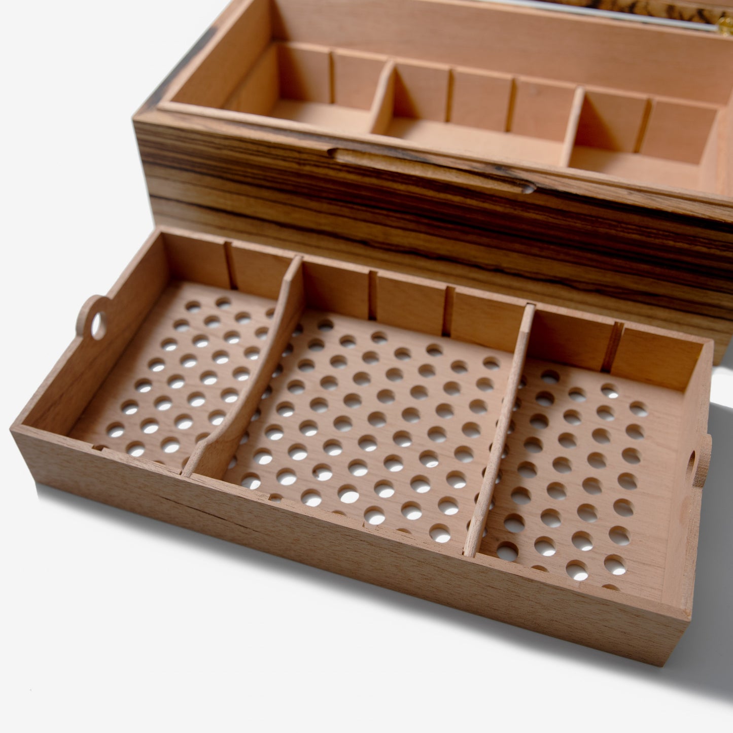 Cigar Humidor - Zebrawood with Spanish Cedar Lining - 80 Capacity - Hooyah Woodworks LLC