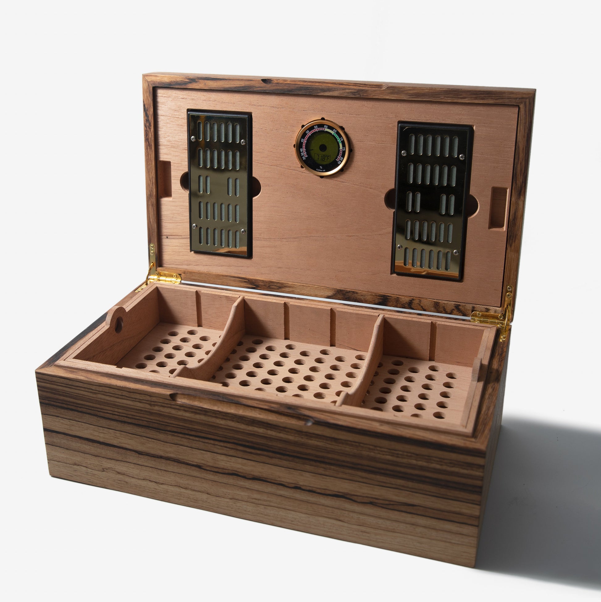 Cigar Humidor - Zebrawood with Spanish Cedar Lining - 80 Capacity - Hooyah Woodworks LLC