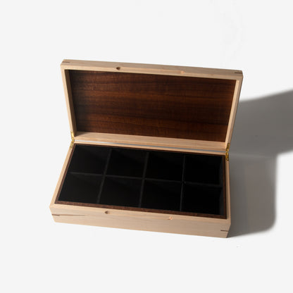 Watch Box - Curly Maple and Sapele Mahogany - 8 Watch Compartments - Hooyah Woodworks LLC