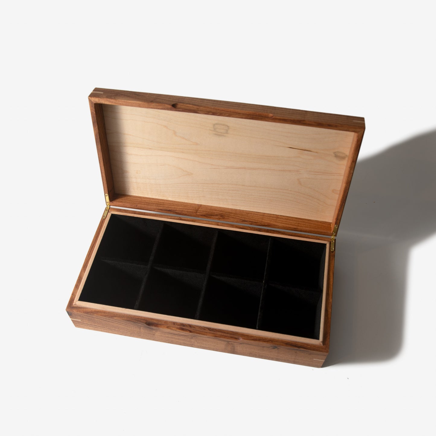 Watch Box - Desert Mesquite and Curly Maple - 8 Watch Compartments - Hooyah Woodworks LLC