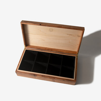 Watch Box - Desert Mesquite and Curly Maple - 8 Watch Compartments - Hooyah Woodworks LLC