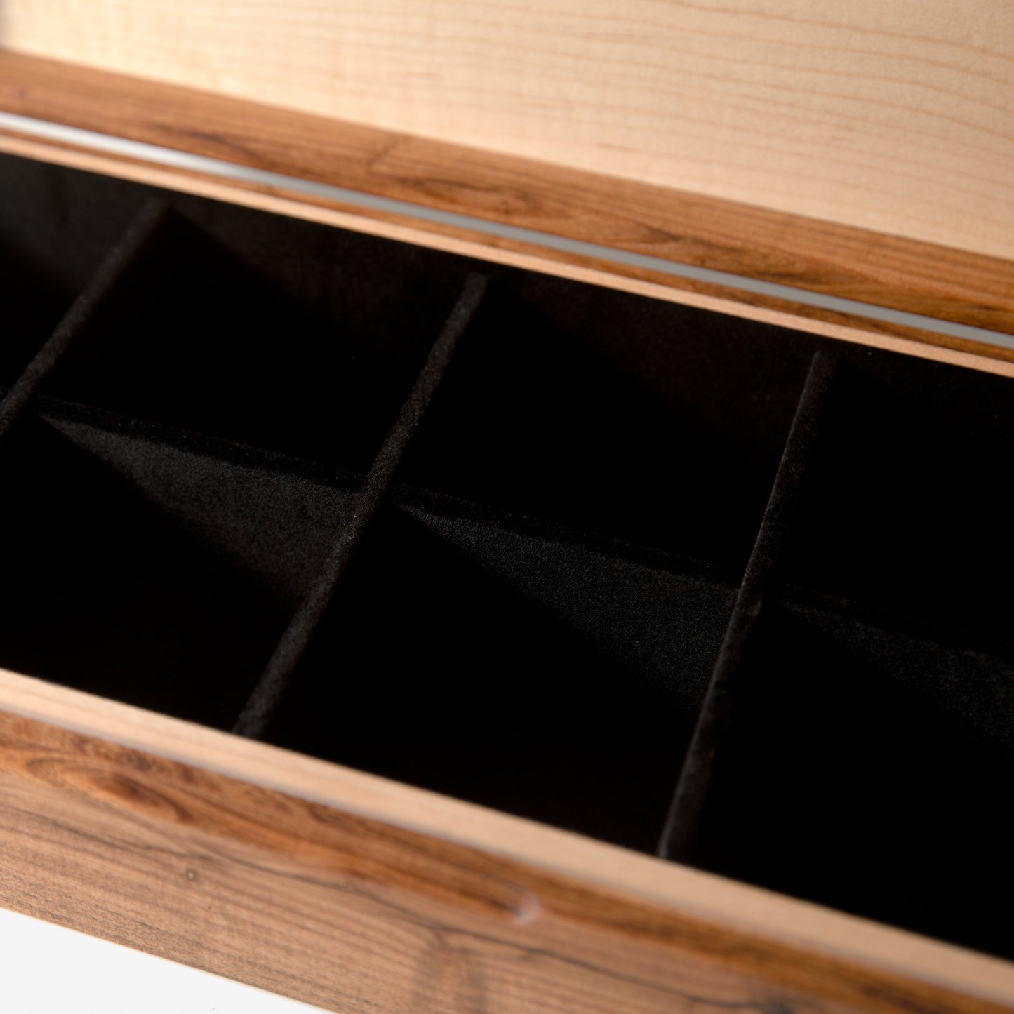 Watch Box - Desert Mesquite and Curly Maple - 8 Watch Compartments - Hooyah Woodworks LLC