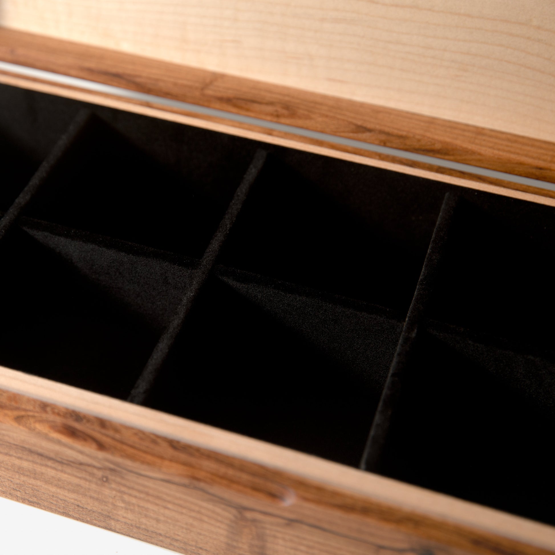 Watch Box - Desert Mesquite and Curly Maple - 8 Watch Compartments - Hooyah Woodworks LLC