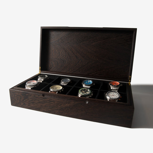 Watch Box - Wenge Hardwood - 8 Watch Compartments - Hooyah Woodworks LLC