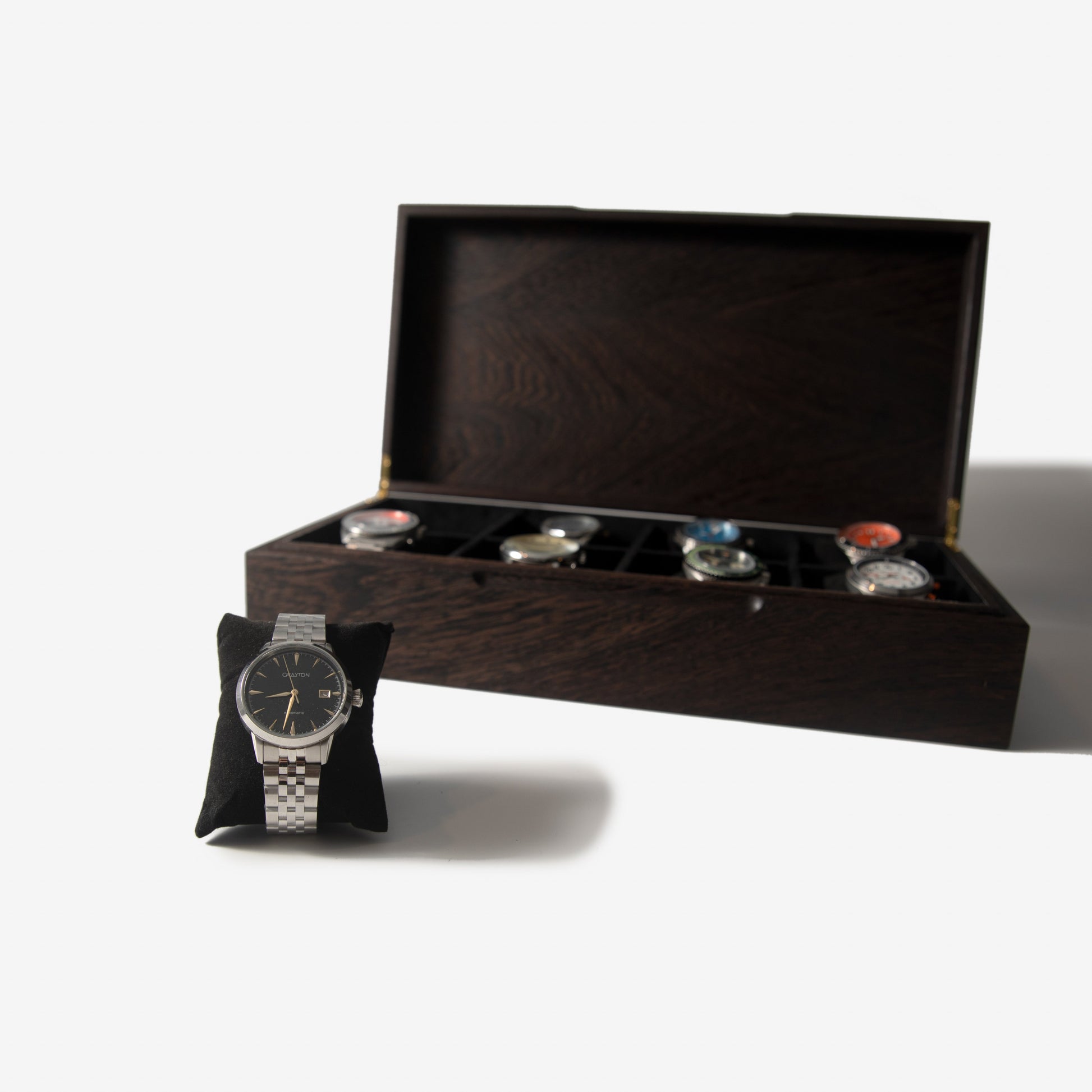 Watch Box - Wenge Hardwood - 8 Watch Compartments - Hooyah Woodworks LLC