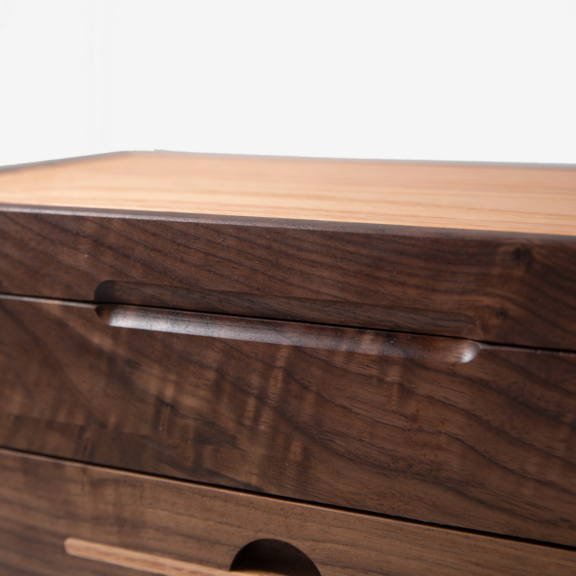 Watch Box with Drawer - Black Walnut and Oak - 12 to 16 Watch Compartments - Hooyah Woodworks LLC