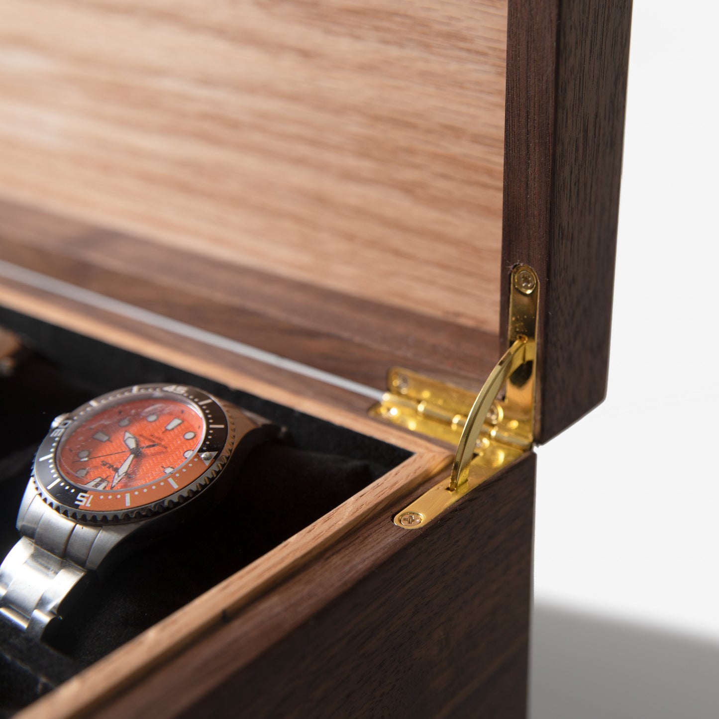 Watch Box with Drawer - Black Walnut and Oak - 12 to 16 Watch Compartments - Hooyah Woodworks LLC