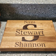 The Family Board — custom name cutting board detail