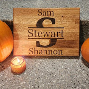 The Family Board — engraved family monogram with walnut inlay