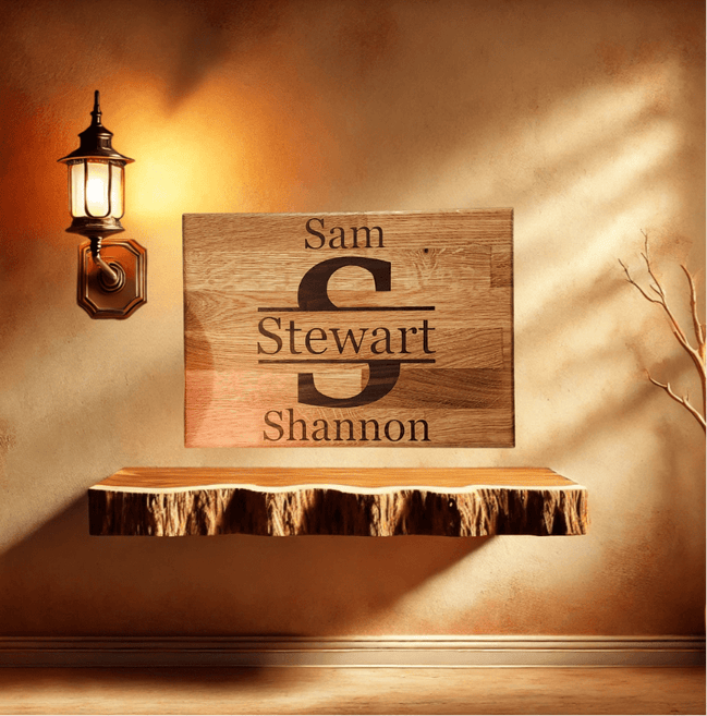 The Family Board — personalized oak and walnut cutting board by Hooyah Woodworks