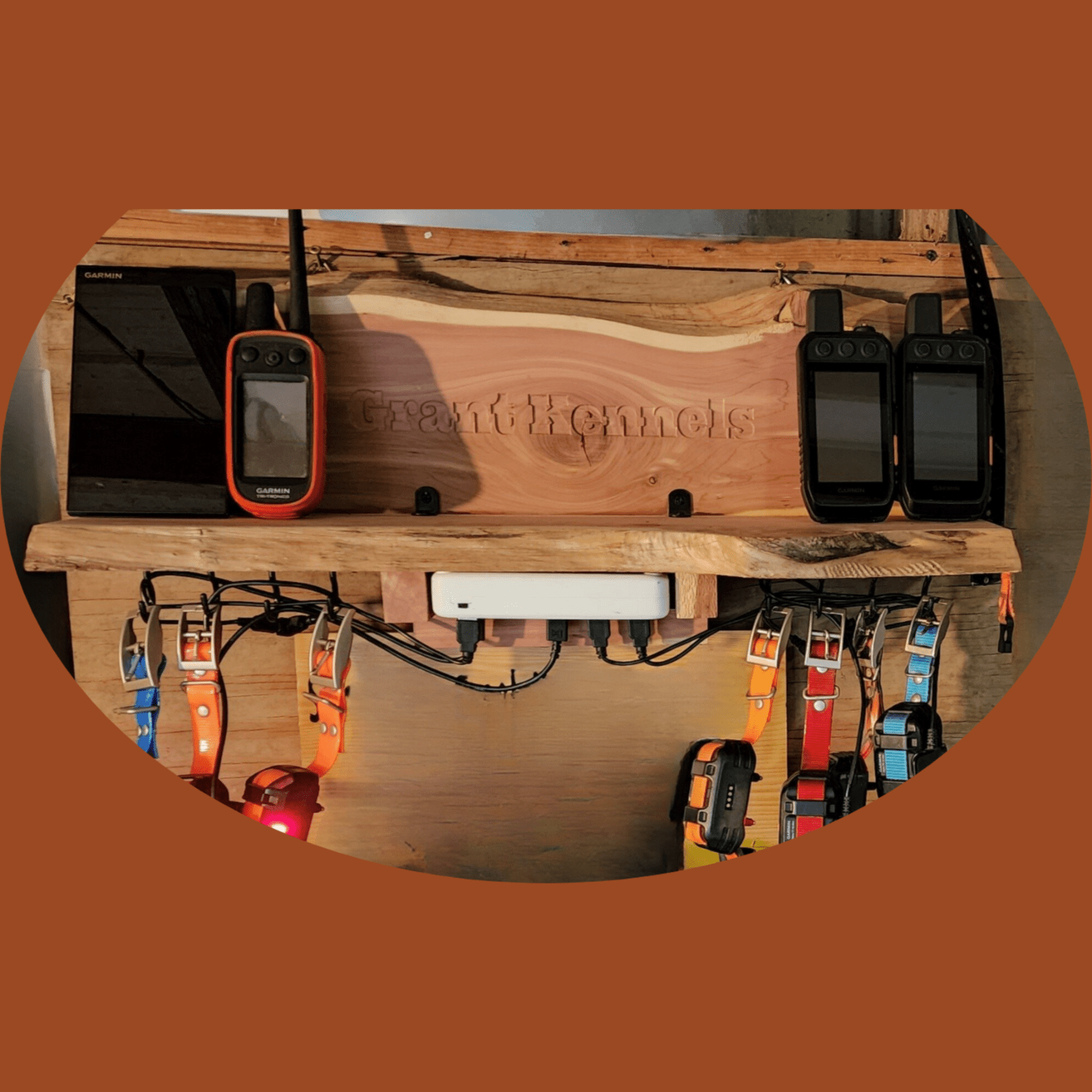 The Field Station — cedar charging station for Garmin collars
