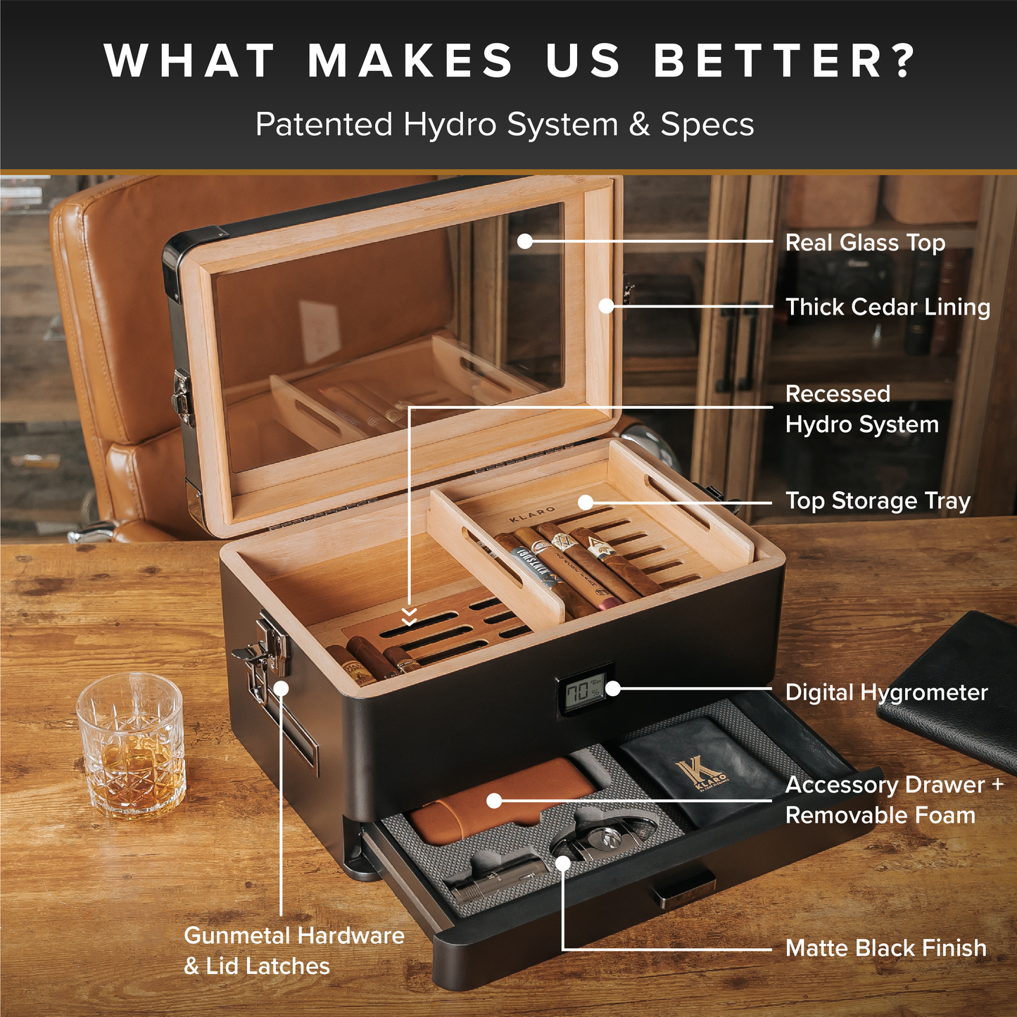 Black Edition Military Humidor + Smart Valet - Hooyah Woodworks LLC
