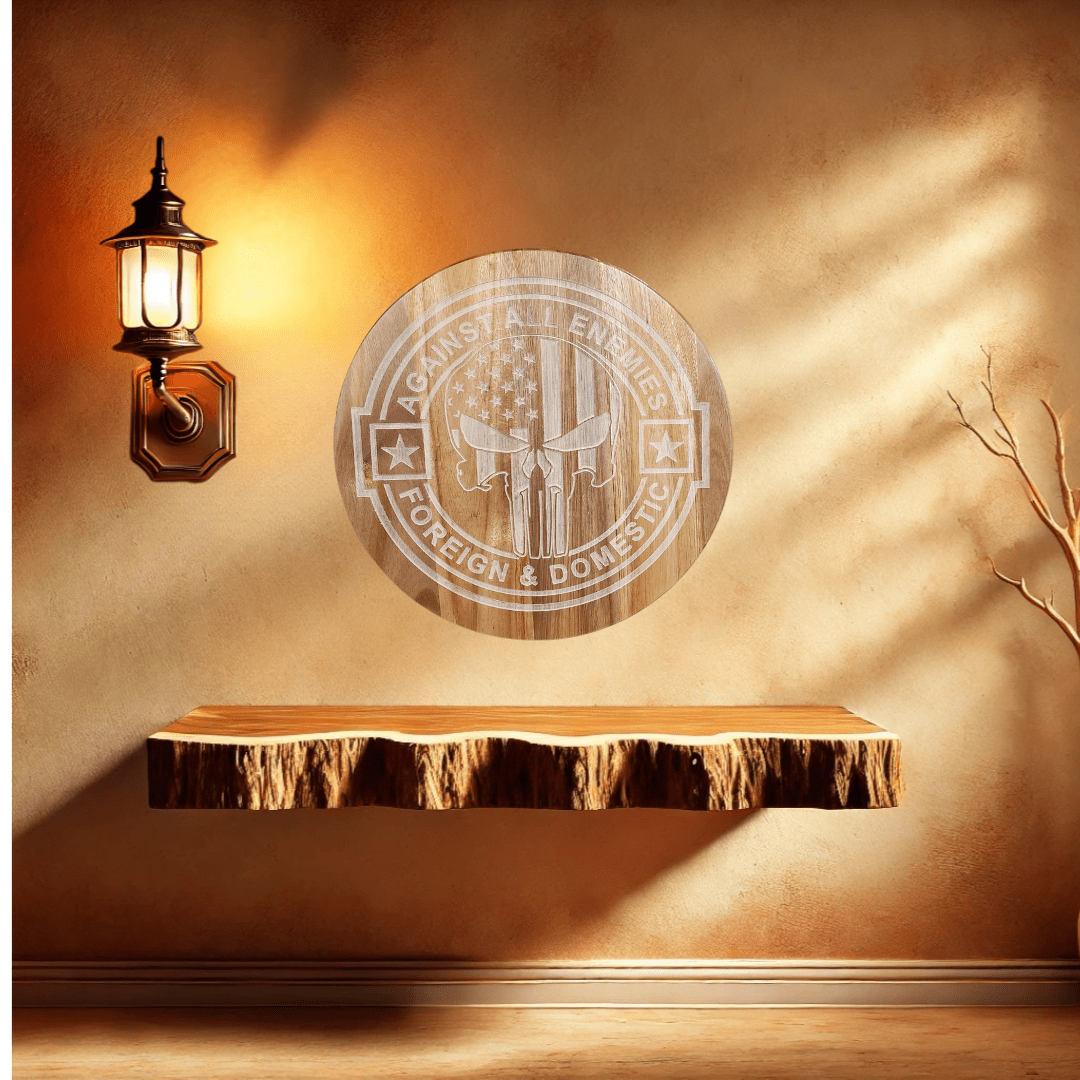 Against all enemies punisher skull sign - Hooyah Woodworks LLC