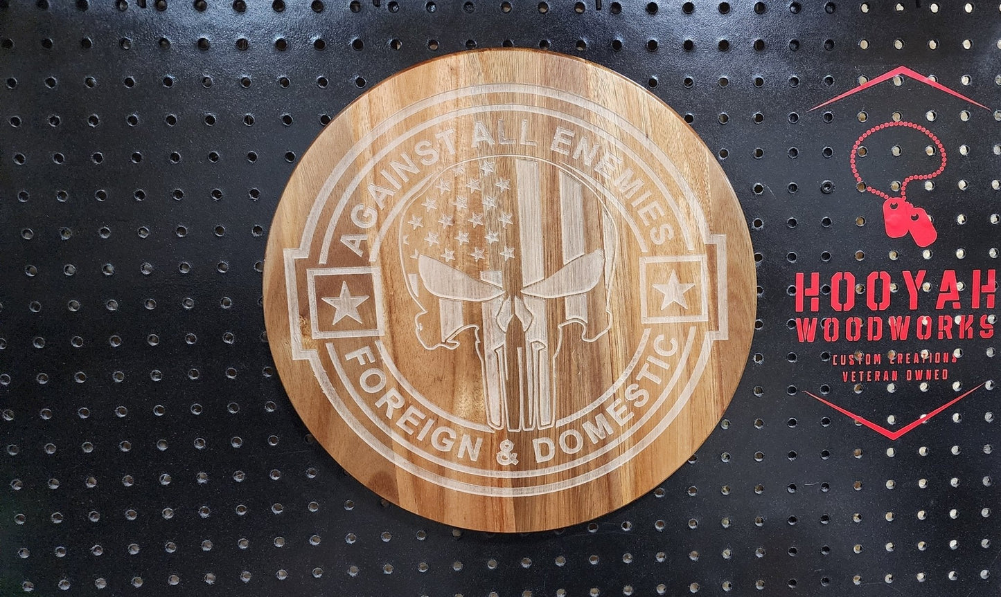 Against all enemies punisher skull sign - Hooyah Woodworks LLC