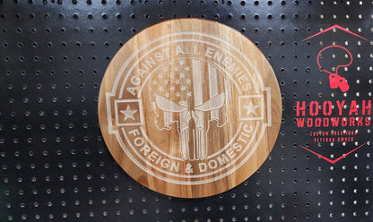 Against all enemies punisher skull sign - Hooyah Woodworks LLC