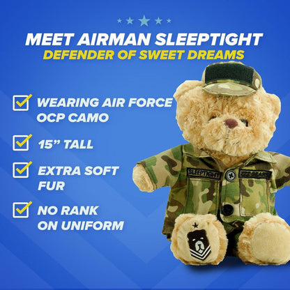 Airman Sleeptight - Air Force Teddy Bear - Hooyah Woodworks LLC