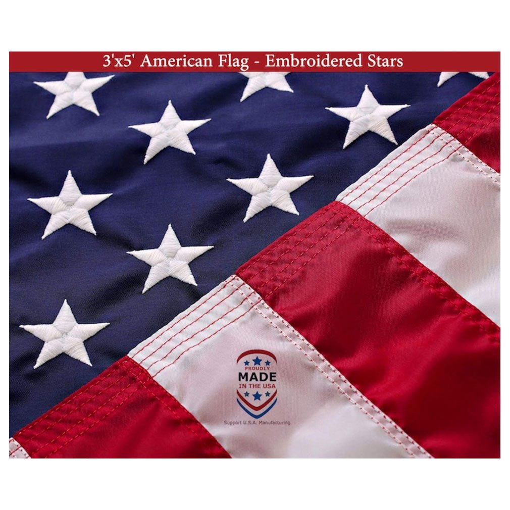 American Flag | American Flags for Outside 3'x5' |100% Made in USA Flag - Premium US Flag 3X5 Heavy Duty Outdoor with Embroidered Stars and Sewn Stripes. - Hooyah Woodworks LLC