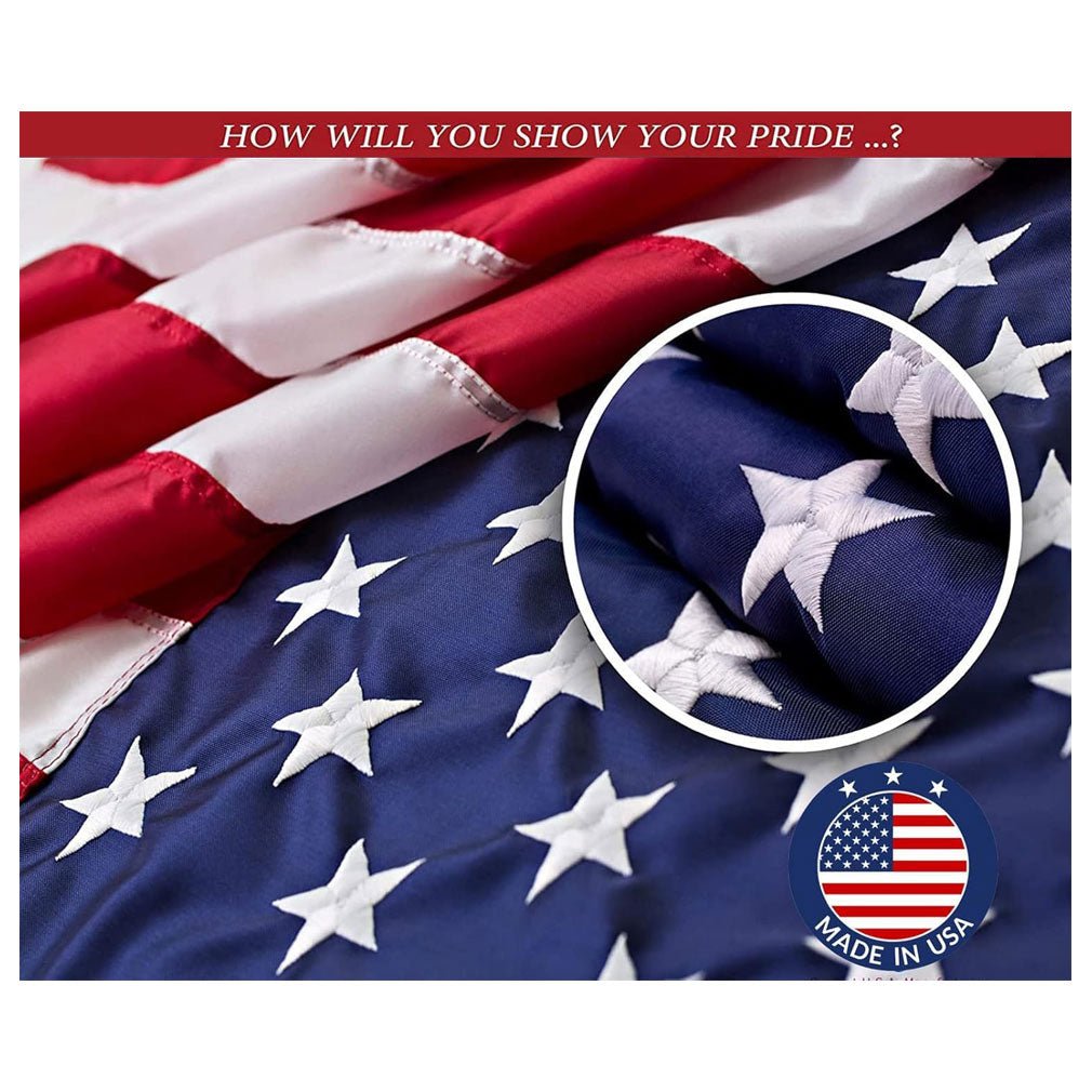 American Flag | American Flags for Outside 3'x5' |100% Made in USA Flag - Premium US Flag 3X5 Heavy Duty Outdoor with Embroidered Stars and Sewn Stripes. - Hooyah Woodworks LLC