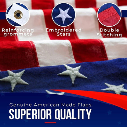 American Flag | American Flags for Outside 3'x5' |100% Made in USA Flag - Premium US Flag 3X5 Heavy Duty Outdoor with Embroidered Stars and Sewn Stripes. - Hooyah Woodworks LLC