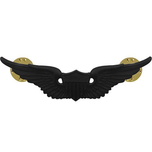 Army Badge: Aviator - regulation size, black metal - Hooyah Woodworks LLC