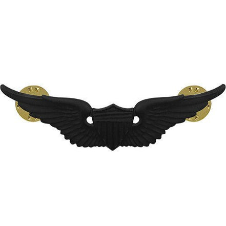 Army Badge: Aviator - regulation size, black metal - Hooyah Woodworks LLC