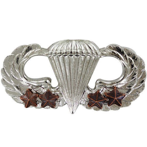 Army Badge: Basic Combat Parachute Fourth award - mirror finish - Hooyah Woodworks LLC