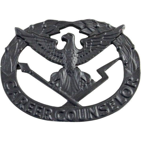 Army Badge: Career Counselor - black metal - Hooyah Woodworks LLC
