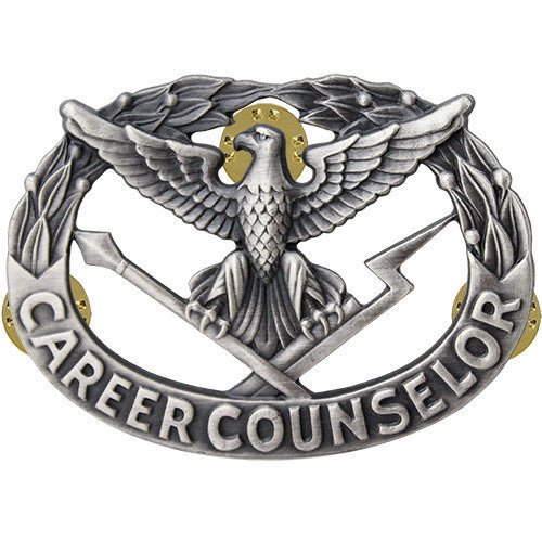 Army Badge: Career Counselor - regulation size, silver oxidized - Hooyah Woodworks LLC