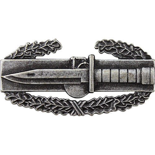 Army Badge: Combat Action First Award - regulation size, silver oxidized - Hooyah Woodworks LLC