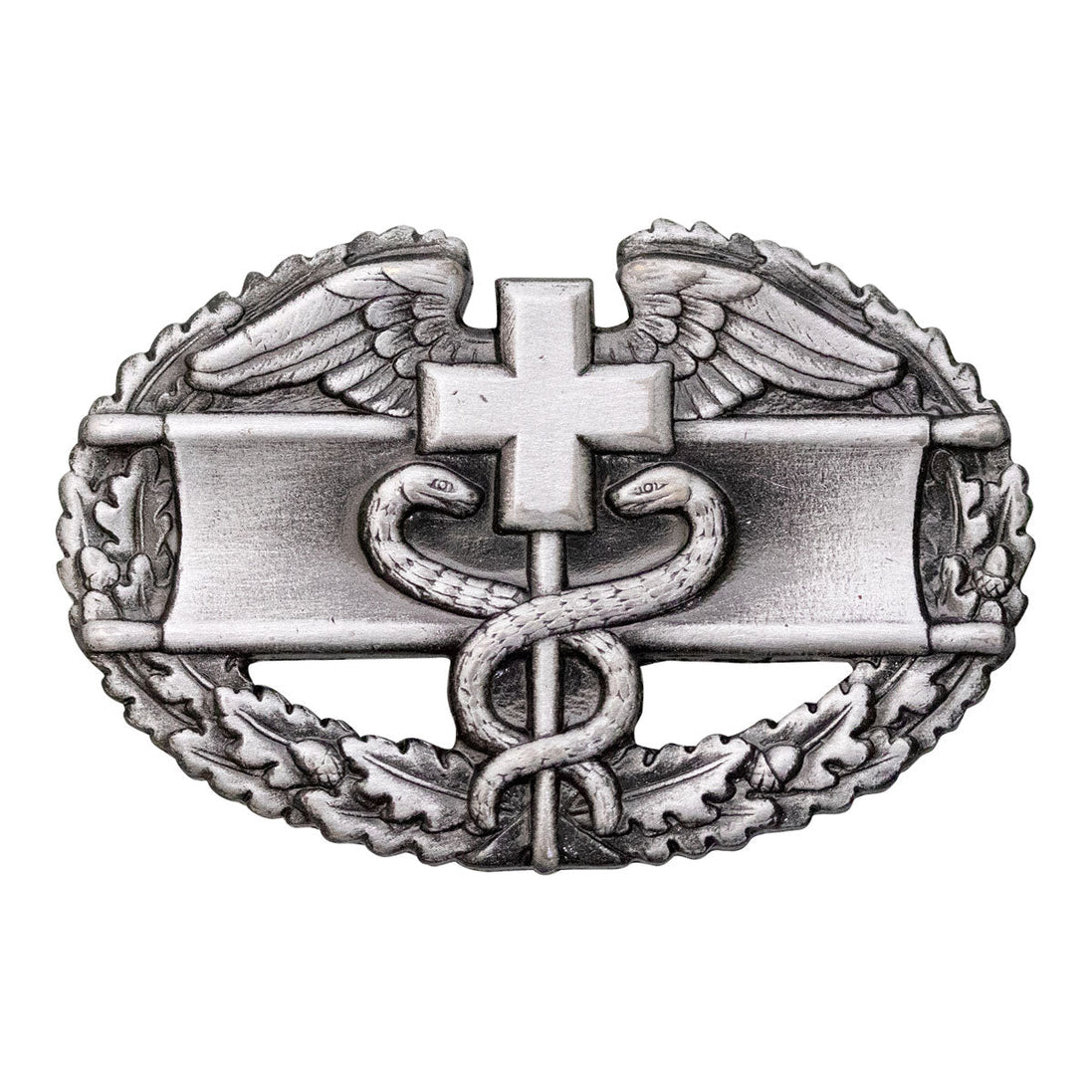 Army Badge: Combat Medical First Award - silver oxidized - Hooyah Woodworks LLC